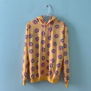 A trendy yellow donut hoodie.